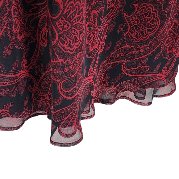Maxi Skirt red black paisley floral sheer overlay whimsigoth Dark Romance 3X - Picture 3 of 4